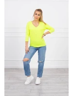 Blúzka s výstrihom do V žltá neónová