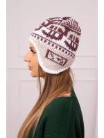 Dámska čiapka Maryla K406 vínová+biela+béžová