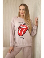 Bavlnené tepláky s potlačou + nohavice púdrovo ružové Bavlnené tepláky s potlačou + nohavice púdrovo ružové