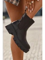 Botki Sztyblety Damskie Ocieplane Na Zamek Eko Skórzane Ciemnobrązowe Fivienne