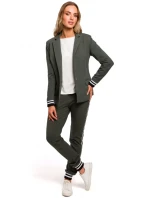 M459 Blejzer s pruhovanými rebrovanými manžetami - čierny