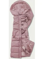 Dlhá ružová dámska páperová vesta (5M728-46)