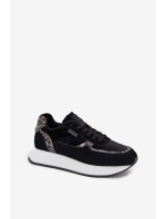 Zamszowe Sneakersy Damskie Big Star OO274A312 HI-POLY SYSTEM Czarne Panterka