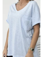 Bavlnená blúzka s vreckami modrá