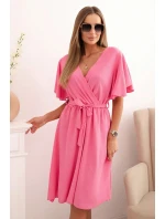 Šaty so skladaným výstrihom svetlo ružové