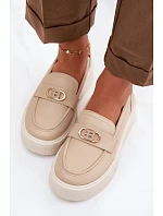 Dámske kožené mokasíny na platforme Vinceza Beige Dámske kožené mokasíny na platforme Vinceza Beige