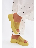 Dámské platformové sandály s průhledným páskem Žluté Selestia