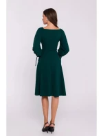 Šaty s rozšírenými rukávmi S383 zelené - Stylove