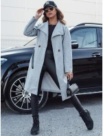 Dámsky jesenný dlhý kabát CELESTIA svetlo šedý FashionStreet NY0684
