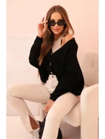 Dámsky sveter s výstrihom do V a gombíkmi čierny Dámsky sveter s výstrihom do V a gombíkmi čierny