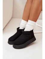 Śniegowce Damskie Na Platformie Ocieplane Futerkiem Czarne Vesirae