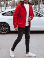 Pánska prechodná bunda s kapucňou červená FashionStreet TX4886 Pánska prechodná bunda s kapucňou červená FashionStreet TX4886