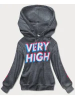 Tmavosivá dámska tepláková mikina s potlačou (26012) Tmavosivá dámska tepláková mikina s potlačou (26012)