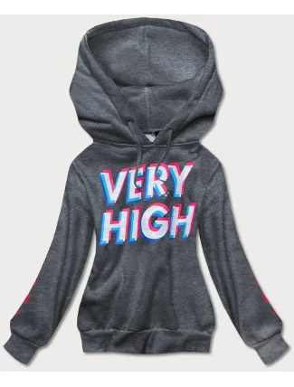 Tmavosivá dámska tepláková mikina s potlačou (26012) Tmavosivá dámska tepláková mikina s potlačou (26012)