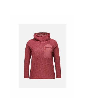 Dámska mikina PEAK PERFORMANCE W Freelight Polartec Alpha Hood, červená farba Dámska mikina PEAK PERFORMANCE W Freelight Polartec Alpha Hood, červená farba