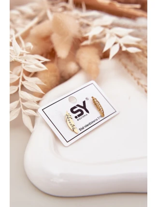 Náušnice Listy Se Zirkony Nerezová Ocel Zlaté