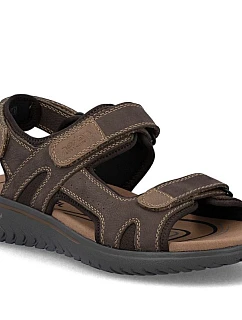 Pánske kožené sandále na suchý zips hnedé Rieker 26450-26