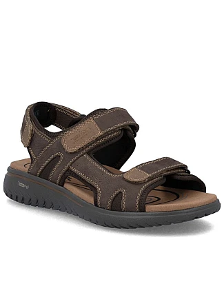 Pánske kožené sandále na suchý zips hnedé Rieker 26450-26