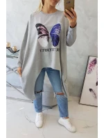 Blúzka oversize s potlačou šedá