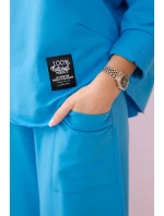 Bavlnená mikina nohavice set tyrkysová