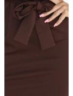 240-9 ROXI šaty s asymetrickou sukňou a opaskom - CHOCOLATE 240-9 ROXI šaty s asymetrickou sukňou a opaskom - CHOCOLATE