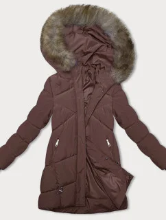 Zimná bunda s kapucňou hnedá (LHD-23015)