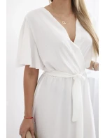 Šaty s vrstveným výstrihom ecru