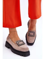 Wygodne Zamszowe Mokasyny Beżowe Agathe