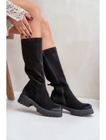 Zazoo 70145 Zamszowe Kozaki Przed Kolano Ocieplane Czarne