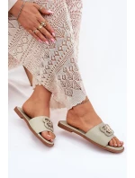 Płaskie Klapki Damskie Z Ozdobnym Detalem Zielone Nenitta