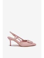 Dámské sandály na jehlovém podpatku s ozdobou Růžové Ismeria