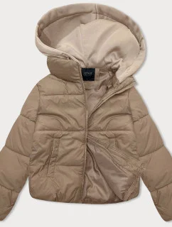 Dámska krátka zimná bunda s kapucňou J Style Dark Beige (16M9187-158)