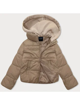Dámska krátka zimná bunda s kapucňou J Style Dark Beige (16M9187-158)