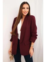 Elegantné sako s klopami bordovej farby
