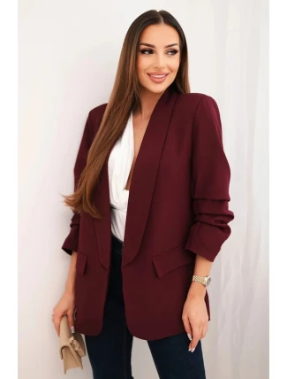 Elegantné sako s klopami bordovej farby