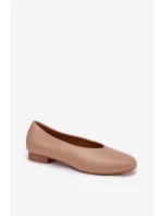 Baleriny Damskie Z Eko Skóry Na Płaskim Obcasie Beżowe Olyssia