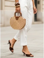Dámske semišové žabky na nízkom podpätku moka FashionStreet ZY1390