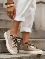 Dámske tenisky tenisky s ozdobnými korálkami béžová ZY1408