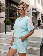 Dámsky viskózový set s motýľom a šortkami modrý FashionStreet AY1185