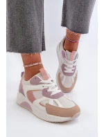 Sneakersy Damskie Na Platformie Fioletowe Lenivia