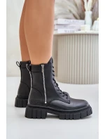 Zateplené dámske pracovné topánky z eko kože Big Star Black