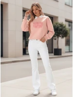 Dámska nadrozmerná mikina s potlačou HAPIRES ružová FashionStreet BY1486 Dámska nadrozmerná mikina s potlačou HAPIRES ružová FashionStreet BY1486