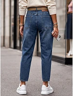 Dámske džínsy s opaskom, strih mom fit, modré, FashionStreet UY3118 Dámske džínsy s opaskom, strih mom fit, modré, FashionStreet UY3118