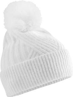 Beechfield B 529 Pletená čiapka s bambulou „Snow Luxe“ 53.0529 biela