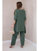 Súprava blúzka + nohavice s príveskom tmavá khaki