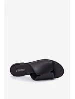 Klapki Damskie Z Eko Skóry Na Płaskim Obcasie Czarne Kalimira
