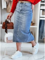 Džínsová midi sukňa s rozparkom MERITTA modrá FashionStreet CY0483 Džínsová midi sukňa s rozparkom MERITTA modrá FashionStreet CY0483