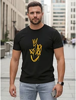 Pánske bavlnené tričko s potlačou Smile Crown čierne FashionStreet NX0138R Pánske bavlnené tričko s potlačou Smile Crown čierne FashionStreet NX0138R