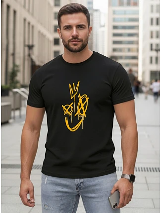 Pánske bavlnené tričko s potlačou Smile Crown čierne FashionStreet NX0138R Pánske bavlnené tričko s potlačou Smile Crown čierne FashionStreet NX0138R