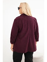 Dámske manšestrové nohavice vo veľkosti plus size s klopami a vreckami, slivkovej farby Dámske manšestrové nohavice vo veľkosti plus size s klopami a vreckami, slivkovej farby